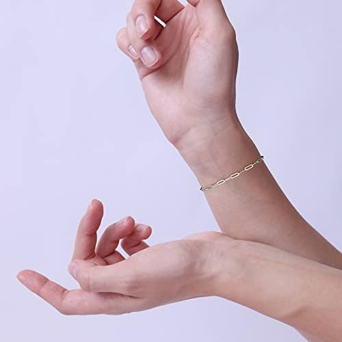 925 GRANHO DE PRATA DE PRATA STERLING Bracelets de cadeia de papel de 3 mm para mulheres Bracelets de corrente de