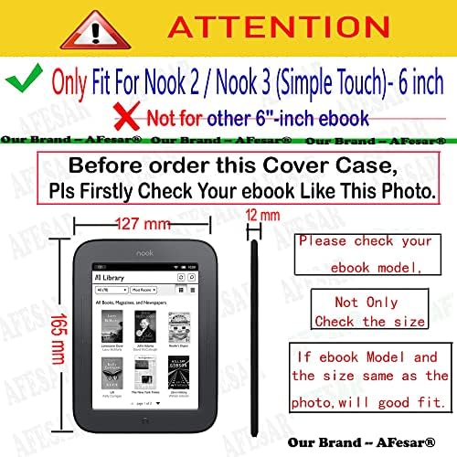 Afesar Barnes e Noble Nook Touch Simple Touch Ebook Reader Glowlight Capa Caso, capa de bolso de couro PU Premium para Nook