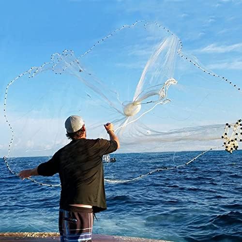 Funvzu Fishing Cast Net - Nylon Casting Throe líquido de 4 pés/6ft/7ft/8ft - Slata de serviço pesado Juventude Rede para pesca
