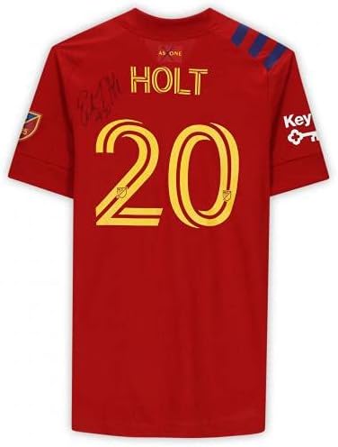 Erik Holt Real Salt Lake Lake autografado Match 20 Red Jersey da temporada de 2020 MLS - camisas de futebol autografadas