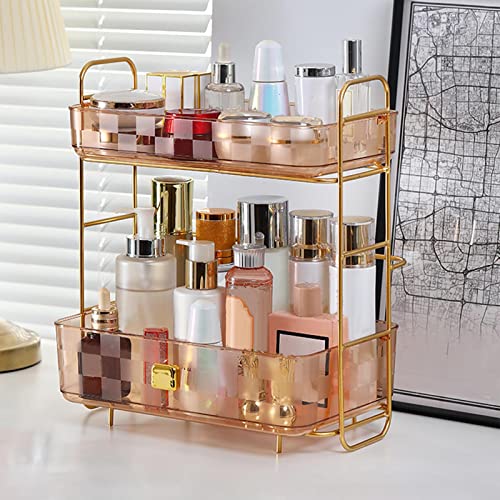 Esquirla Makeup Organizador prateleira Cosmética Rack de armazenamento de 2 camada de grande capacidade Bandeja de pente