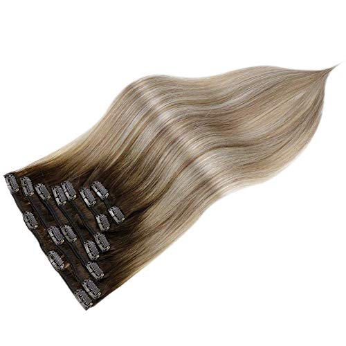 Clipe de balayage completo em extensões de cabelo de cabelos humanos reais e extensões de cabelo de arame para mulheres