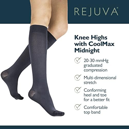 Rejuva Coolmax 20-30 mmhg meias de compressão graduadas no joelho para mulheres e homens