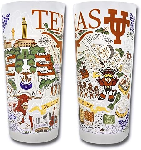 Catstudio University of Texas Collegiate Drinking Glass | Obras de arte inspiradas na faculdade impressas em uma xícara de gelo