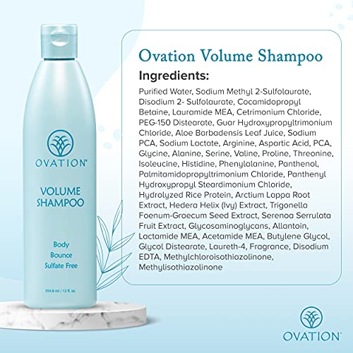 Ovation Hair Volume Shampoo - Para cabelos volumosos e saltitantes - 12 onças - Limpeza suave e ajuda