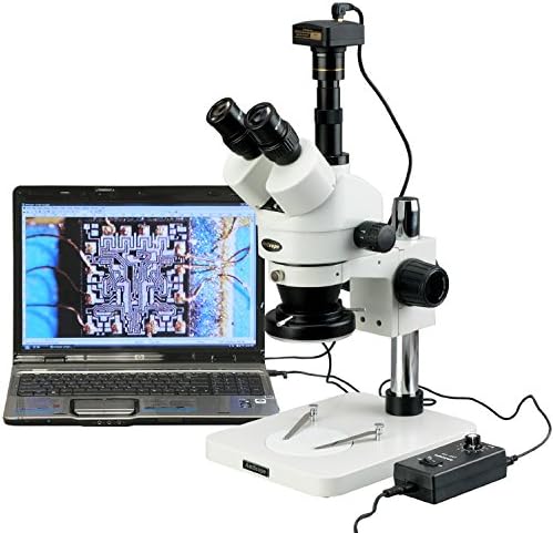Microscópio de zoom de estéreo trinocular profissional SM-1T-144 AMSCOPE SM-1TSX-144, Ocheepieces Wh10x, ampliação de