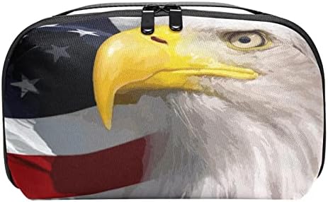 Carteira de bolsa de bolsa de viagem de caixa de transmissão de caixa de transmissão, carteira de zíper, águia e bandeira