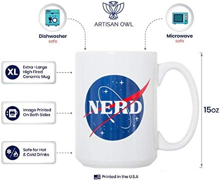 NERD/NASA - Espaço de ciências engraçado grande de 15 onças de chá de chá de dupla face