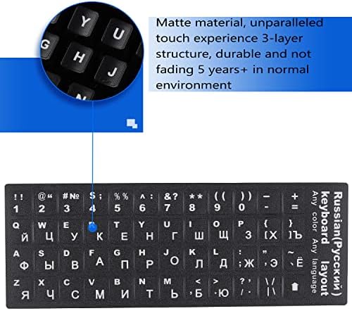 2 Pacote de teclado russo universal adesivos de teclado preto com, letras brancas para computadores para laptop para laptop