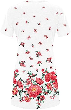 Vestidos de estampa floral de manga curta feminina moda moda verão solto túnica casual swing camisa