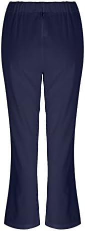 Miashui Solid Soldstring Casual Linen calça Mulheres calças de calça feminina Clonts de cor sólida de cor sólida