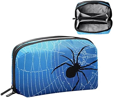 Organizador de eletrônicos, Blue Spider Web Spider Spider Small Travel Cable Organizador de transporte, bolsa de estojo técnico compacto para acessórios eletrônicos, cabos, carregador, USB, discos rígidos