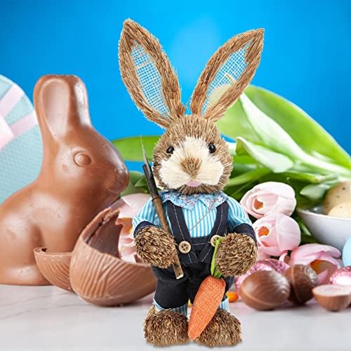 Nolitoy Home Decor Bunny estatueta de coelho, palha de palha de tabela Decorações de jardim da fazenda de cozinha, decorações de mesa