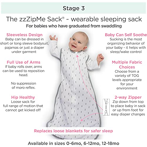 Swaddledesigns Microfleece Sack Sack com zíper bidirecional, filhote de filhote, preto, 0-6mo