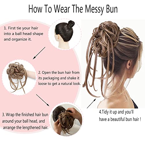 MSCHARM TOUSLED UPDO Messy Bun Piece Hair Bun Extensions com elástico Raio de trava de borracha Scrunchies para mulheres