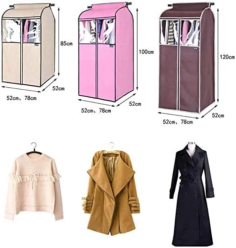 QYQs impedem as roupas de roupas de vestuário de pó Capa respirável claramente organização de capa de capa de pó para casacos jaquetas vestido armazenamento-bege_52 × 52 × 85cm