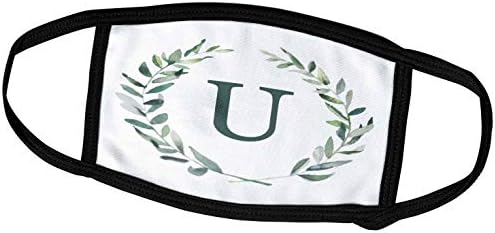 Grinalsa de 3drose com a letra inicial do monograma u em verde em branco. - Máscaras