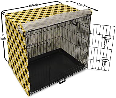 Capa de caixas geométricas de cães de Ambesonne, padrão de argyle com rhombus e design de grade de linhas pontilhadas, fáceis