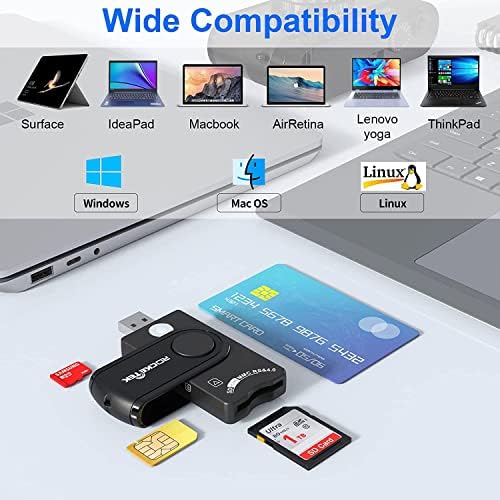 CAC Reader DOD Militar USB Common Access CAC Smart Card Reader, SDHC/SDXC/SD e Micro SD Card Litor