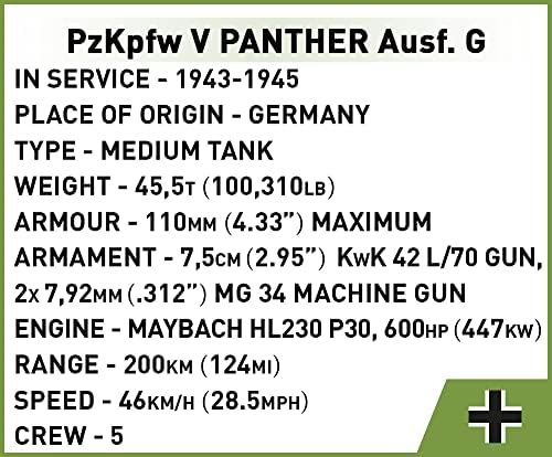 Coleção Histórica da Cobi WWII PZKPFW v Panther Ausf. G. Tank
