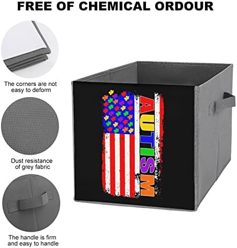 Autismo Consciência dos EUA Puzzle Bandeira Grandes Cubos Bins de Armazenamento Caixa de Armazenamento Caixa de Armazenamento Caixa de Armazenamento de Armazenamento Para Prateleiras Para Prateleiras