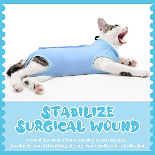 6 PCs Cat Recovery Suit Kitten Recovery Suit de traje cirúrgico da pele abdominal Pijama anti lambida para gatos e colarinho