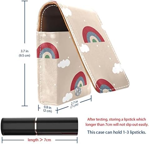 Caixa de batom de Oryuekan, bolsa de maquiagem portátil fofa bolsa cosmética, organizador de maquiagem do suporte do batom, Rainbow Cartoon Cloud
