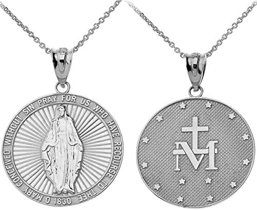 925 Medalha milagrosa de prata esterlina Católico Católico Virgem Maria Colar Sagrado