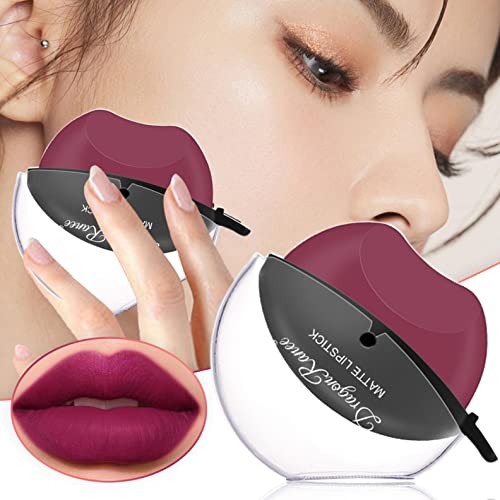 Lipstick da forma labial projetada para pessoas preguiçosas fosco de veludo fosco lábio de lábios duradourosas à prova d'água fácil de colorir maquiagem labial