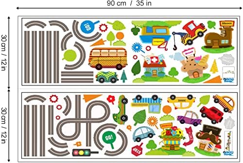 Os adesivos de parede para crianças da estrada e dos carros, placas de trânsito de trânsito decalques de parede para crianças para