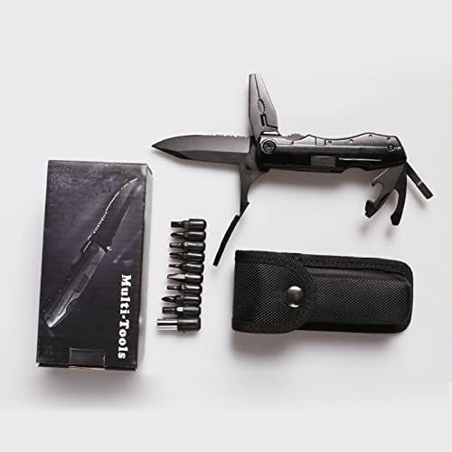 Alicates de faca multitool juvenil alegre com bainha de nylon, 18 em 1 alicate de faca de bolso de aço inoxidável, alicate de bolso com cinta de fenda para manutenção e atividades ao ar livre