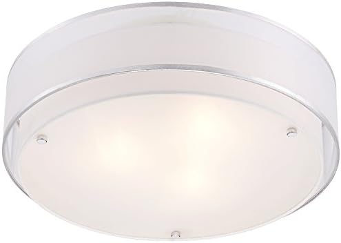 Possini EURO Design Double Organza Teto Moderno Luz de Luz de Luz de Luz com 20 largura Crome 3 Luz de 3 luzes de tambor branco para