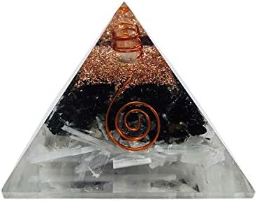 Orgono Pirâmide Grande turmalina e selenita gerador de energia Cristal EMF Protection Meditation Healing