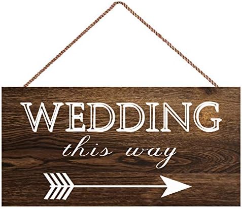 Guqff New Sign Casamento dessa maneira, sinal de madeira corretamente - casamento rústico - decoração de madeira