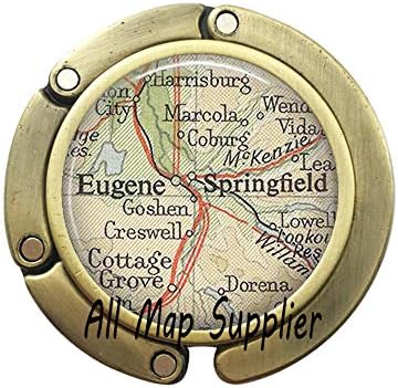 Gancho de bolsa encantador, Eugene, Oregon Mapa Bag Hook, Eugene Map Bag Hook, Springfield, Oregon Map Purse Hook ， A0247