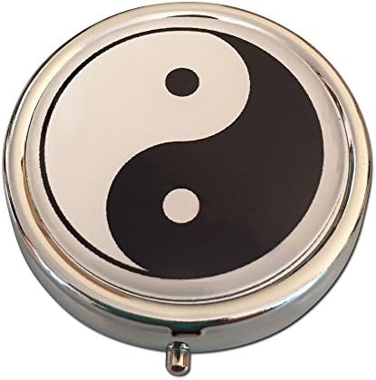 Yin e Yang três seções pequenas caixas de comprimidos de bolsa de bolso