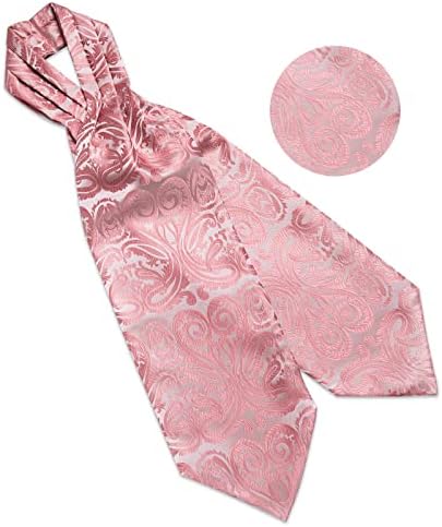 DiBangu 4 PCs Ascot laços para homens, Jacquard Cravat Ascot Tie Pocket Pollowlinks Squufllinks com pino de lapela floral
