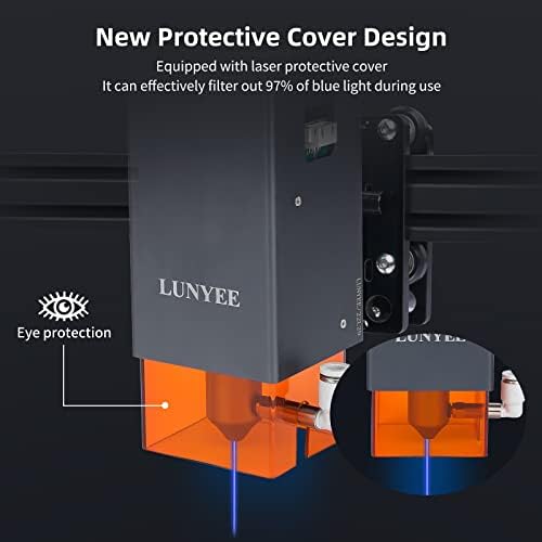 Módulo de laser Lunyee, potência óptica de saída de 20W e bico de metal de assistência aérea, máscara de olho leve anti-azul