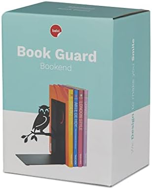 Balvi Bookend Book Guard Color Black Owl Shaped Support for Books Fun for Readers Metal