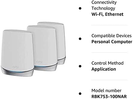 NetGear Netgear Orbi RBK753 - Sistema Wi -Fi - Até 7.500 pés quadrados - malha - gige, 802.11ax - 802.11a/b/g/n/ac/ax