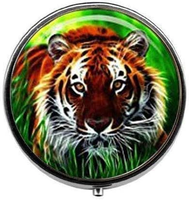 Tiger Art Tiger Jewelry - Art Photo Pill Box - Charm Pill Caixa - Caixa de doces de vidro