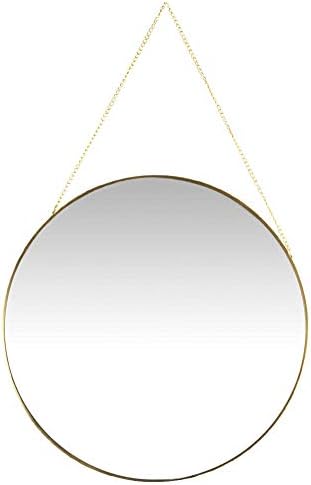 Koyal Wholesale Gold Modern Round Wall Mirror com corrente de suspensão destacável, espelho de mesa para peça central, espelho de