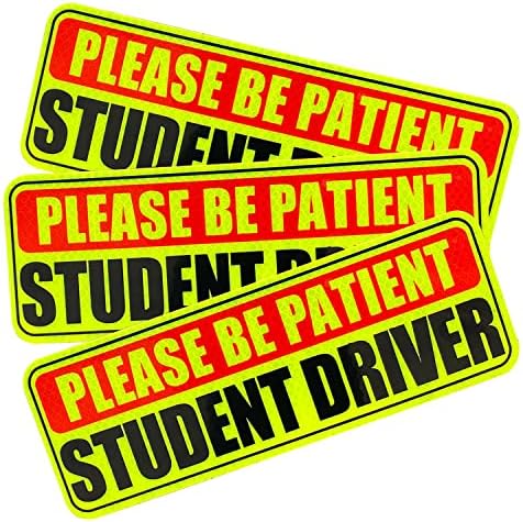 WZCNDIDI DOISTRO DE ALUNO PARA CARRO/CAMINHOR 3PCS, seja um motorista de estudante de paciente, adesivo de sinais de segurança para novos motoristas estudantis