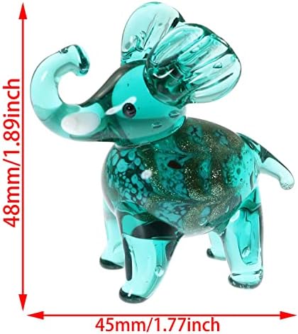 SQXBK elefante elefante túmulo de mão soprada de vidro de vidro de vidro de vidro de vidro de vidro de elefante de elefante em miniatura Coleção de animais de elefante claro