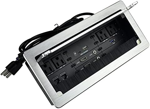 Caixa de conectividade multimídia de mesa com 4 CA Power +2 HDMI +2 Audio +2 LAN +1 carregador USB-A +1 carregador USB-C +1 Dados