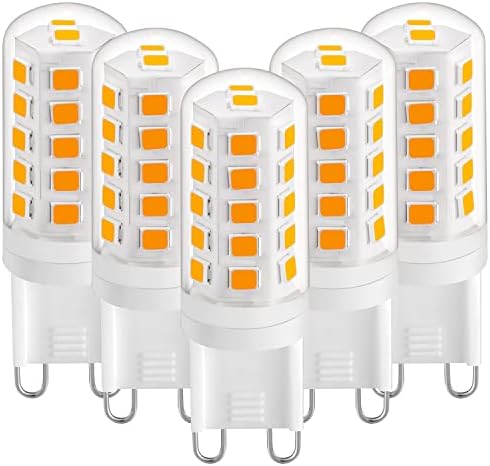 Lâmpada LED de LED de Mizlay Dimmable G9 4W, lâmpadas de base de alfinetes Bi 2700k T4 G9 BI para lustres, equivalente a halogênio de 40w, sem cintilação, diminuição, AC 110-130V, ângulo de feixe de 360 ​​°, 5 pacote