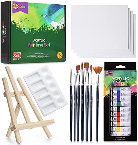Conjunto de tintas acrílicas com kit de pintura de lona para adultos conjunto de pintura com cavalete, suprimentos