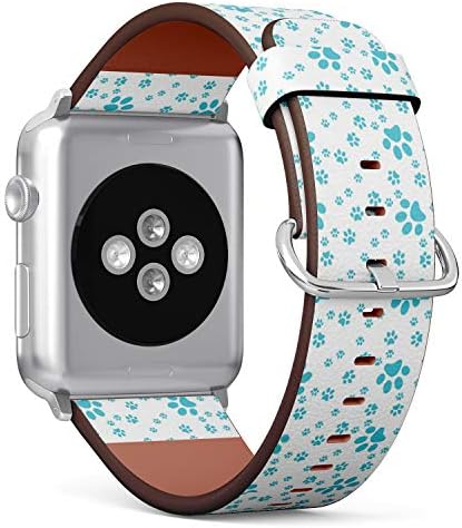 Compatível com a série Apple Watch 1,2,3,4 - Substituição de pulseira de pulseira de cinta de banda de couro - Pata de pata turquesa PAW