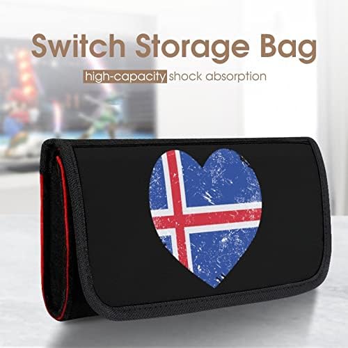 Islândia Heart Retro Flag Case para Switch Portable Game Console Storage com slot de cartão