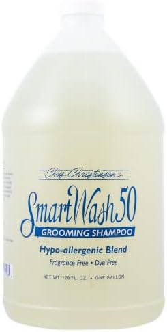 Chris Christensen Smartwash50 Shampoo de cachorro hipo-alergênico hipo-alergênico, faz até 50 garrafas, como um profissional, deliciosamente perfumado, adequado para todas as demãos, feitos nos EUA, 1GAL